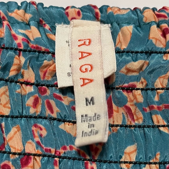 RAGA Maxi Tiered Floral Dress SZ M Somewhere in Paradise Turquoise Boho Festival - Picture 13 of 15